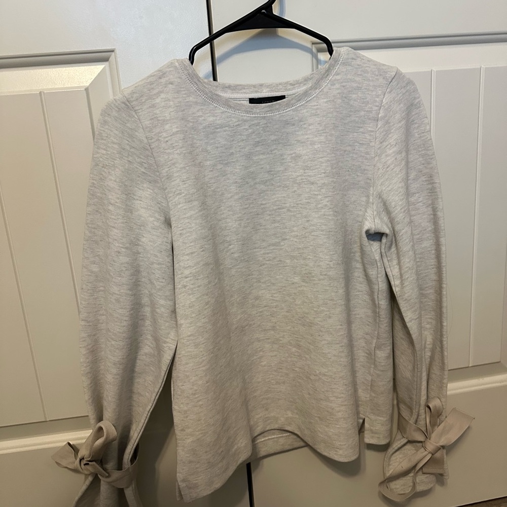 J. Crew Light Gray Sweatshirt with Bow Accents